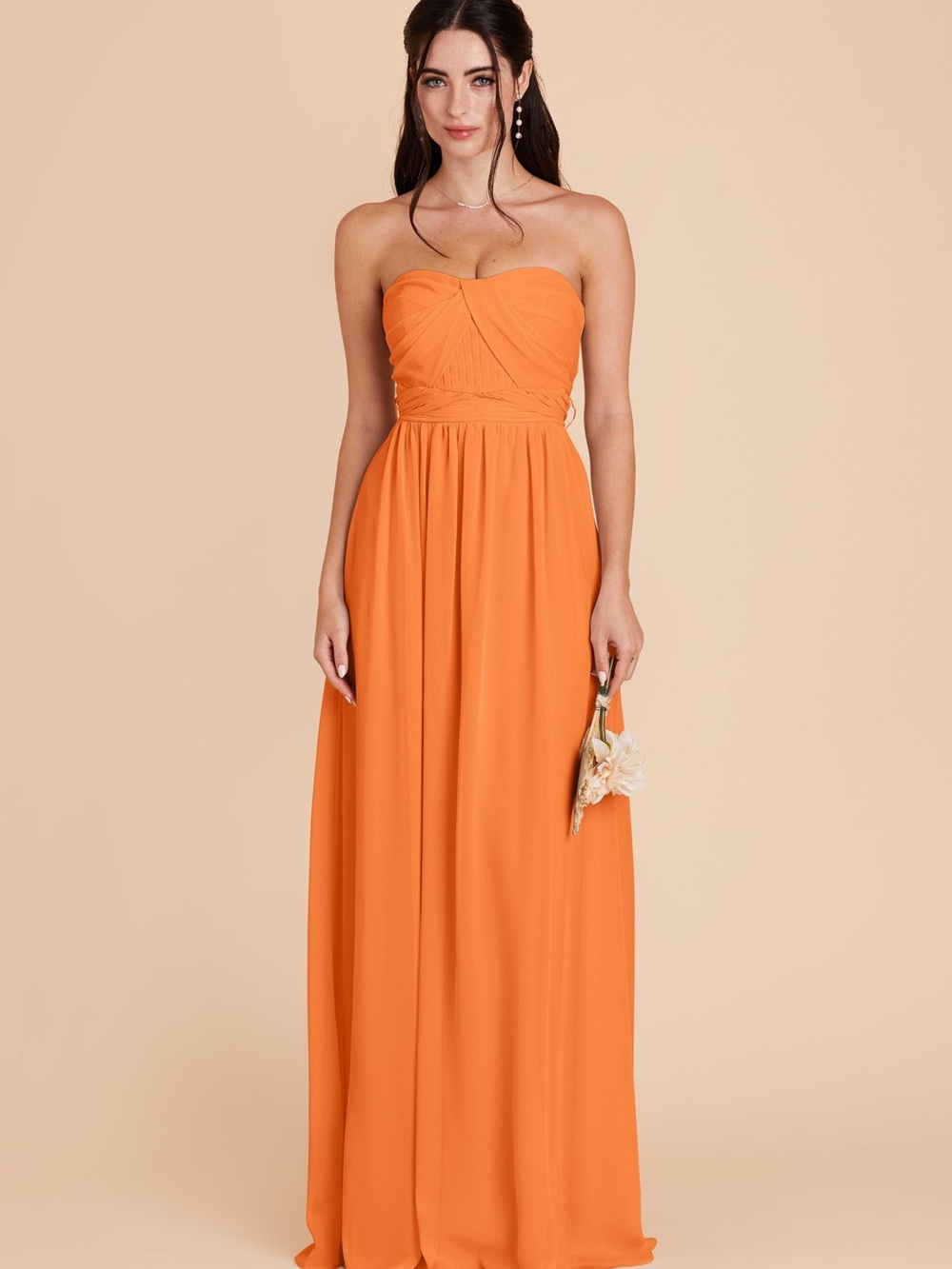 Birdy Grey Strapless Orange Chiffon Bridesmaid Dress